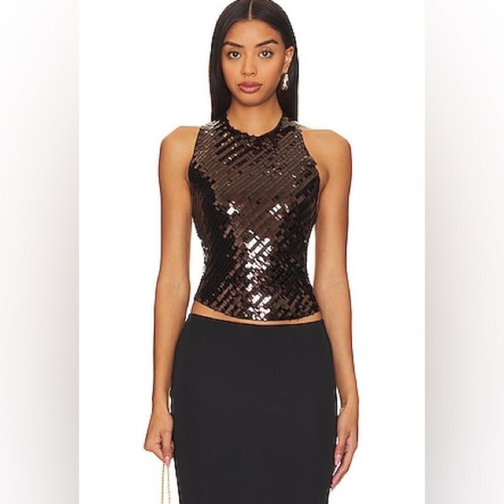 NWOT Free People x Intimately FP Disco Fever Cami in Black Combo. Size Medium